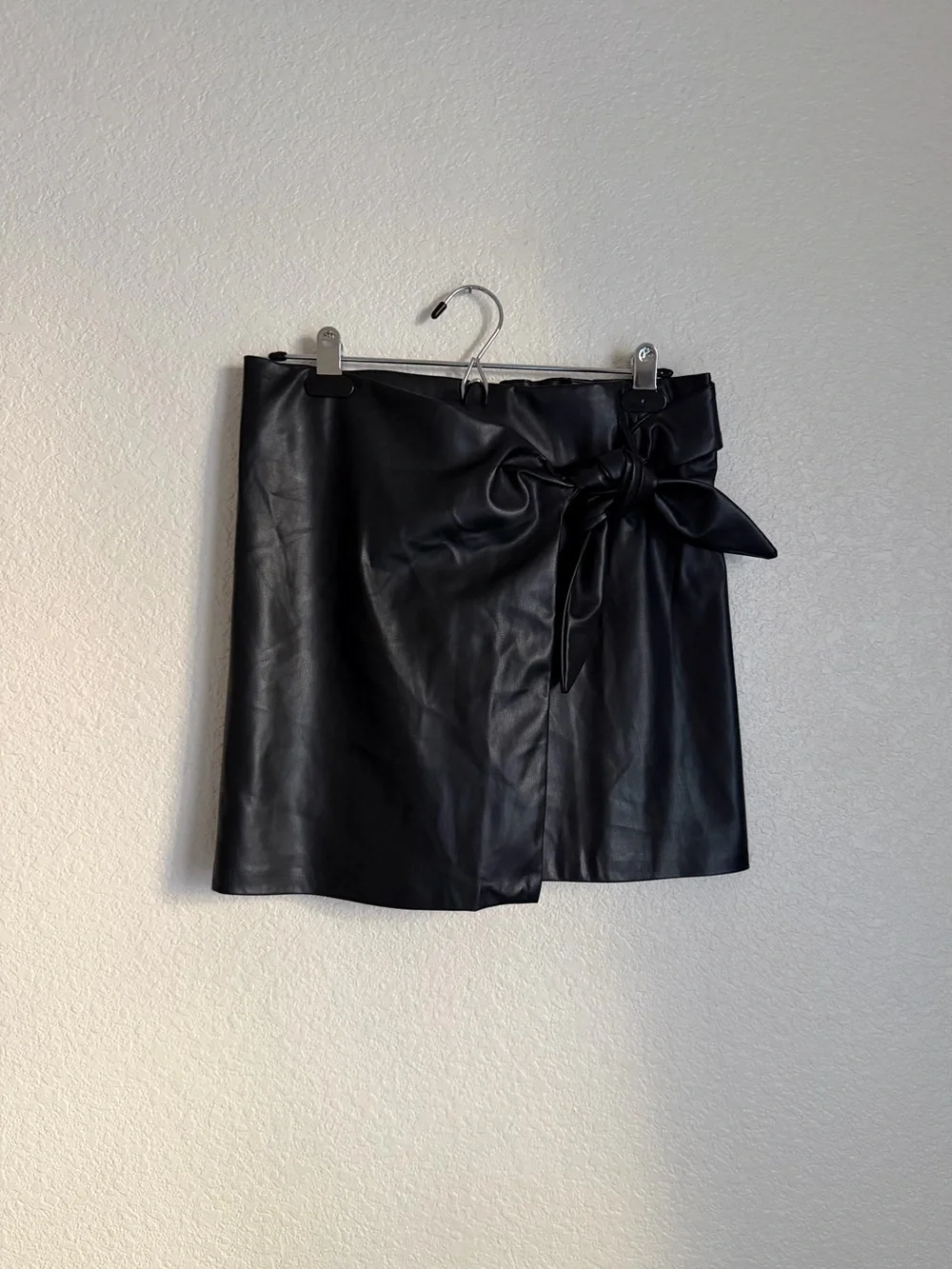 Jason Wu Faux Leather Wrap Mini Skirt M Black